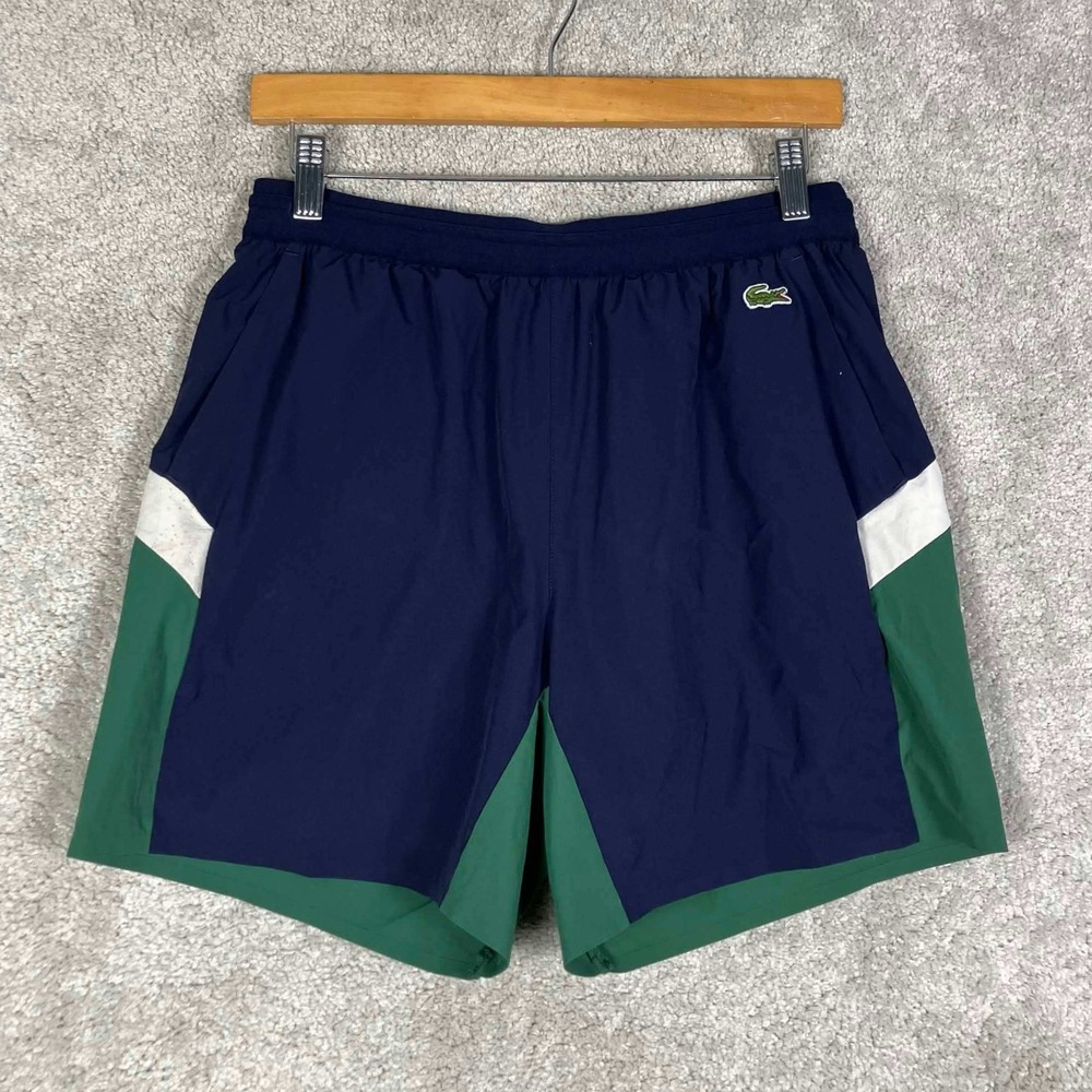 Lacoste Mens Colorblock Tennis Shorts Navy Blue Green White Size S